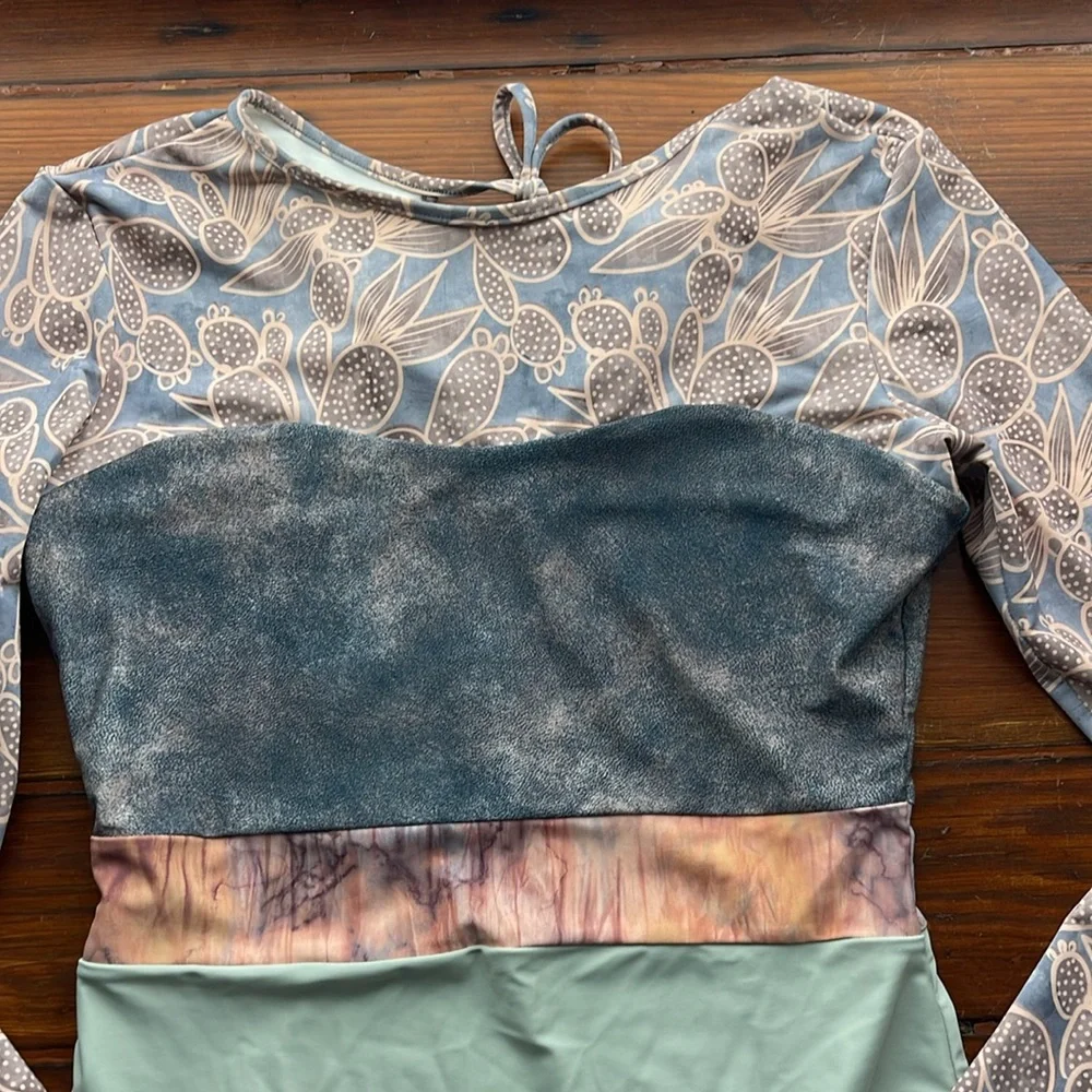 Seea Hermosa long sleeve multi-print surf beach one piece swimsuit - Picture 2 of 6